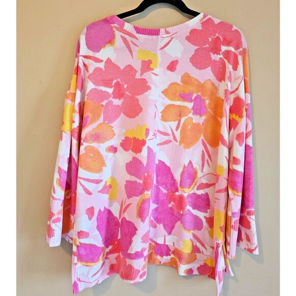 Habitat Sweater Sweatshirt Sz M Oversized Comfy, Loose Slouchy, pink, floral - Picture 2 of 4